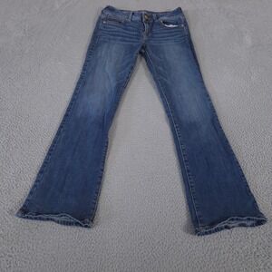 American Eagle Jeans Womens 8 Blue Kick Boot Stretch‎ Flap Pocket Denim Y2K